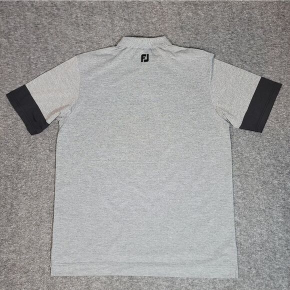 FootJoy Golf Polo Shirt Size L Heather Gray Black Pique Performance - Picture 2 of 12